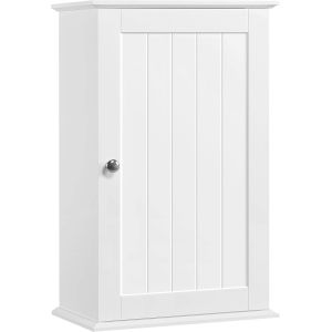 SUBZONAL-Armoire Murale de Toilette, Meuble de Rangement Suspendu Salle de Bain, 35 x 20,7 x 55 cm, Armoire &agrave; Pharmacie, 2 &Eacute;tag&egrave;re R&eacute;glables, avec Porte, en Bois Blanc WC Cuisine Blanc - Neuf