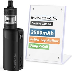 Checarzhn--No1-Coolfire Z60 Zlide Top Kit (Noir) 60 W, Innokin E-Cig Vape Kit Équipé D'un Réservoir Zlide Top De 3 Ml, Alimenté Par Une Batterie Intégrée De 2 500 Mah, Sans Nicotine - Neuf