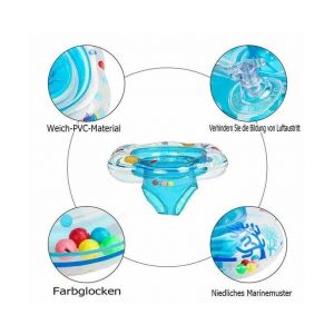 Bouée Gonflable Pour Bébé ¿ Jouet Aquatique Sûr Et Amusant Pour Les Tout-Petits, Bleu Avec Cloche Mélodieuse Et Motifs Vibrants - Neuf