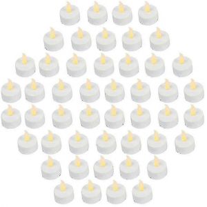 (paquet de 48) Bougies chauffe-plat scintillantes r&eacute;alistes &eacute;clair&eacute;es &agrave; piles sans flamme,piles incluses - Jaune - Neuf