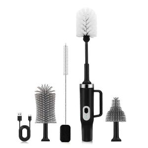Brosse à bouteille électrique à long manche Nettoyant Brosse de nettoyage de paille Noir - Neuf