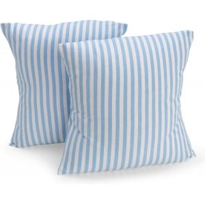 Cauc-Lot De 2 Housses De Coussin 40 X 40 Cm (Couleur Au Choix) &Agrave; Rayures Bleu Clair/Blanc U2013 Housse De Coussin, Coussin De Canap&eacute;, Coussin D&eacute;coratif, 100 % Coton, D&eacute;coration Pour N'importe Quelle - Neuf