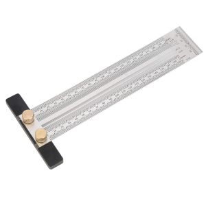 Règle en forme de T pour le travail du bois de haute précision de 20 cm, avec outil de mesure de jauge d'échelle de trou - Neuf