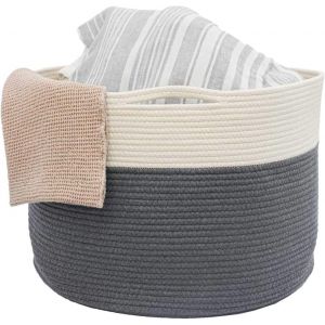 Panier de Rangement Ø34x25-20L Corbeille à Linge en Osier Panier à Jouets Rond Enfant - Neuf