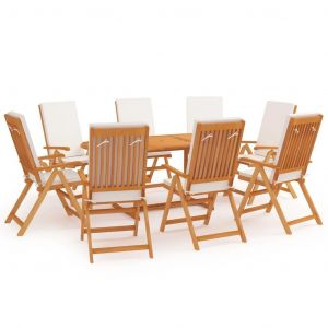 Prolenta Premium - Ensemble À Manger De Jardin 9 Pcs Coussins Bois De Teck Massif - Neuf