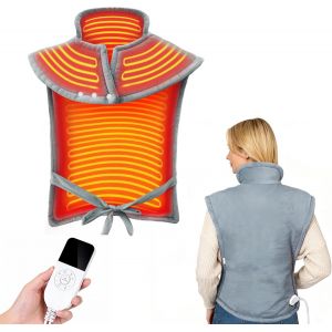 Coussin Chauffant dos Electrique Epaule et Nuque 60 x 90 cm, 40 Niveaux de Chaleur, 18 R&eacute;Glages de Minuterie, Chauffage Rapide, Lavable en Machine, Cadeau Noel Pour Maman Papa Partenaire - Neuf
