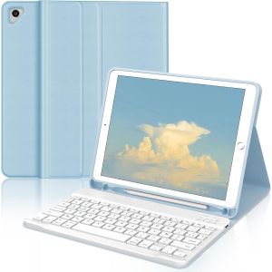 Clavier pour iPad 9.7"" 6&egrave;me/5&egrave;me G&eacute;n&eacute;ration 2018/2017, &Eacute;tui Clavier pour iPad Pro 9.7, Air 2/1 Magn&eacute;tique Amovible Fran&ccedil;ais AZERTY Layout, Blau - Neuf