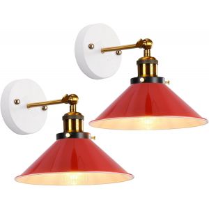 Subzonal-Lot De 2 Appliques Murales Modernes Design Lampe Murale Industrielles En M&eacute;tal Spots Muraux Int&eacute;rieur Ajustable Luminaire Interieur Pour Chambre Salon,22cm (Rouge-A-2) - Neuf