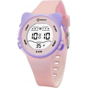 Kalanka-Montre Enfant Avec Motif Chat 3atm Étanche Avec Alarme Chronomètre Lumière Montre Digitale Enfant Anniversaire Pour 3-12 Ans Filles - Neuf