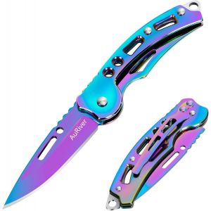 2 Pièces Petit Couteau Pliant,Couteau De Poche,Couteau De Poche Avec Couteau Pliant,Mini Edc Outdoor Couteau À Deux Mains Pour Le Plein Air,Le Camping,La Survie (Coloré) - Neuf
