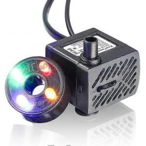 Mini pompe &agrave; eau avec LED, 180 L/h, 3,5 W, petit aquarium, jardin, puits, bassin de jardin, pompe de fontaine &agrave; eau - Neuf