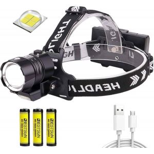 Lampe Frontale Rechargeable Puissante Xhp90 Led Torche Frontale Super Lumineuse 18000 Lumens Avec Éclairage Cob Lumière D'alarme Zoomable Étanche 4 Modes Camping Running Lecture Randonnée Pêche - Neuf