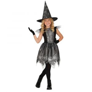 Déguisement Sorcière Toile Araignée Argent Fille - Neuf
