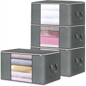 Mevronisshop-90l Lot De 4 Rangement Vetement, Boite Rangement D&eacute;m&eacute;nagement Bac De Rangement, Non-Tiss&eacute; Bo&icirc;te De Rangement Sous Lit Pliable, R&eacute;utilisables Sac Rangement V&ecirc;tements, Sacs De Voyage - Neuf