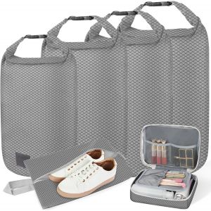 Organisateur Val , Lot De 6 Sac Compression Voyage, Rangement Val Avec Fermeture &Agrave; Enroulement, Organ Ur Val , Packing Cubes Compression Pour Vetement, Chaussure, Cosm&eacute;tique (Gris) - Neuf