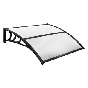 Auvent Porte D'entr&eacute;e 122 X 99 X 28 Cm Protection Pluie Neige Durable Ambiance Cosy En Polycarbonate Gris Helloshop26 20_0010447 - Neuf