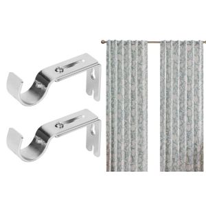 Supports De Tringle &Agrave; Rideaux R&eacute;glables, Fixations Murales, Lot De 2, Argent&eacute;s - Neuf