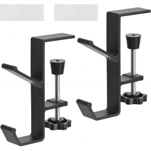 LORANKA-Lot de 2 supports pour casque, support casque bureau, support de bureau r&eacute;glable, adapt&eacute; aux cartables, &eacute;couteurs, sac suspendu (noir) - Neuf