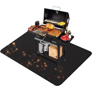 AYUHR-Tapis de barbecue ignifuge 152 × 100 cm, tapis de grill anti-flammes en silicone-fibre de verre, résistant à la chaleur et à leau pour grils, cheminées, sols, pelouses et camping. - Neuf