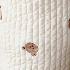 Mignon Broderie Diaper Caddy Organizer Pour Poussette Sac De Rangement De Biberon En Pur Coton Petit Motif D'ours - Neuf
