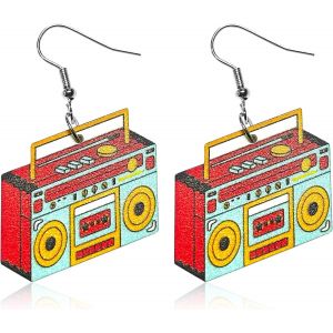 Kal-Boucles D'oreilles De Carnaval Femme, Boucles D'oreilles Néon Femme Année 80 Rétro Boucle Doreille Cassette Pour Accessoires De Fête De Carnaval Des Années 70, 80, 90 - Neuf