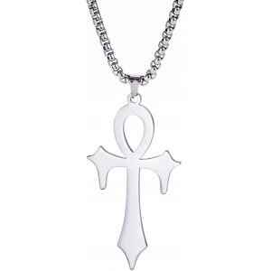 Kal-Collier Avec Pendentif Croix Ankh Pour Homme Et Femme En Acier Inoxydable Copte - Collier Délicat Avec Pendentif En Forme De Croix - Symboles Hiéroglyphiques, Acier Inoxydable - Neuf