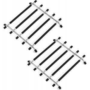 Jexnovashop-Dessous De Plat Pour Plan De Travail De Cuisine 2 Pi&egrave;ces - Noir Protecteur De Plan De Travail De Cuisine Dessous De Plat En Acier Inoxydable Avec Base Antid&eacute;rapante - Neuf