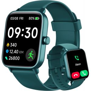 Montre Connect&eacute;e Homme Femme pour Samsung,iPhone,Android,1,8"" Montre Connect&eacute;e avec Appel Bluetooth,Voix de l'IA,Alexa int&eacute;gr&eacute;e,Smartwatch Moniteur de SpO2,Sommeil,Podometre,Calories,IP68-Vert Fonc&eacute; - Neuf