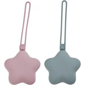 Kalanka-2 Pcs Bo&icirc;te &Agrave; Sucette En Silicone,Rangement S&eacute;curis&eacute; Pour T&eacute;tines,Boite A Tetine Bebe,Sans Bpa Accessoire B&eacute;b&eacute; De Haute Qualit&eacute; Pour Nourrissons Et Jeunes Enfants,Adorables Formes D'&eacute;toiles - Neuf