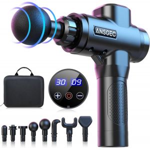 Pistolet De Massage Musculaire, Appareil De Massage Masseur Des Tissus Profonds Avec 35000rpm 30 Vitesses 8 T&ecirc;tes De Massage Et L'&eacute;cran Lcd Massage Gun Pour Soulager Douleurs Et Raideurs Musculaires - Neuf
