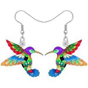 Kal-Cute Acrylique Colibri Oiseaux Boucles D'oreilles Pour Les Femme Filles Kolibrin Bijoux Charms Cadeau - Neuf