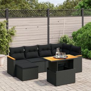 Prolenta Premium - Salon De Jardin 7 Pcs Avec Coussins Noir R&eacute;sine Tress&eacute;e - Neuf
