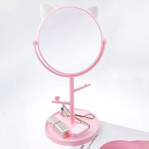 Miroir de maquillage oreilles de chat - Miroir de coiffeuse pliable et portable - Neuf