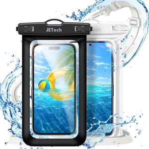 KALANKA-Pochette Étanche pour Téléphone, Lot de 2 Coque pour iPhone 16e 16 15 14 13 Pro Max Plus, pour Samsung Galaxy S25 S24 Ultra et Autres Jusqu'à 7,2 Pouces, avec Lanière (Noir+Clair) - Neuf