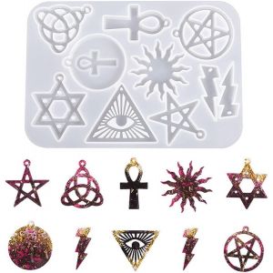 Bijoux En Silicone Collier Boucle D'oreille En R&eacute;sine &Eacute;poxy Forme Pentagramme Soleil Ankh Croix Hexagramme Forme En Silicone Irlandaise Celtique Trinit&eacute; Noeud En Cristal Pour Bricolage - Neuf