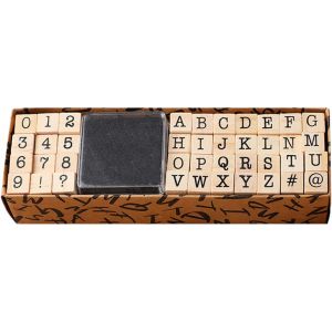 KALANKA-Lot de 1 timbres en bois DIY pour garçons et filles avec tampon encreur, style rétro et 40 phrases alphanumériques. - Neuf