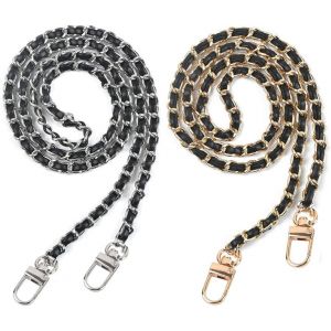 Lot De 2 Chaînes De Rechange Pour Sac À Main, Dorées Et Argentées, 120 Cm, Avec Boucles, En Cuir Synthétique Et Métal, Pour Femme - Neuf