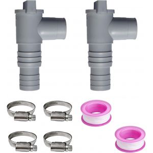 Lot de 2 valves de piscine 32 mm,adaptateur de tuyau d'arrêt,valve d'arrêt en PVC,robinet d'arrêt de piscine,robinet d'arrêt pour piscine avec 4 colliers de serrage 22-44 mm - Neuf