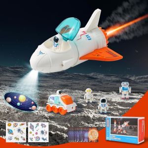 Fusée Jouet Espace, Navette Spatiale Jouets, Station Spatiale Martienne Et Fusée Effets Sonores Et Lumineux, Space Shuttle Kit Avec Astronautes, Jouet Éducatifs Stem Pour 6 8 9 11 12 Ans - Neuf