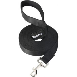 Longe Pour Chien, 10m 15m 20m 30m 50m Longue Laisse Pour Chien Robuste Avec Crochet En Acier, Poign&eacute;e De Maintien Confortable Longe Chien Pour Chiens De Petites &Agrave; Grandes Taille (Noir, 50m) - Neuf