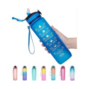 Bouteille D'eau Motivante De 1 L Avec Marquage Du Temps &iquest; Sans Bpa, &Eacute;tanche, Facile &Agrave; Ouvrir, Id&eacute;ale Pour La Salle De Sport Et Les Activit&eacute;s De Plein Air - Neuf
