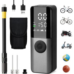 Subzonal-Pompe A Velo Electrique, Mini Pompe Velo 150psi Avec Manom&egrave;tre Num&eacute;rique, Pompes &Agrave; V&eacute;lo Avec Accessoires De Valve Presta, Schrader, Dunlop Pour V&eacute;lo De Route, Vtt, V&eacute;lo &Eacute;lectrique, Moto - Neuf