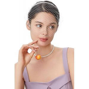 Chapeau Bibi En Maille Et Voile Pour Femme, Bandeau Pour Années De Mariage, Bandeau En Voile Pour Accessoires De Déguisement De Mariage Et De Goûter, Blanc - Neuf