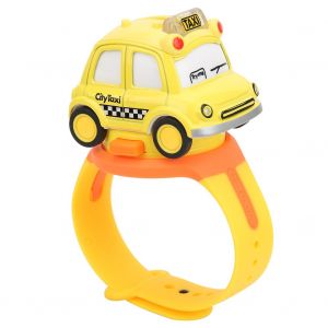 Jouet Mignon Pour Enfants, Mini-Voiture, Bus, Montre, Jouet Interactif Pour Enfants, Cadeau Avec Effet De Musique Et Lumiere, Taxi Jaune - Neuf