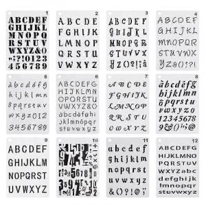 12 Pcs Lettres Numéro Alphabet Pochoirs Modèle Planificateur Pour Cahier Journal Intime Scrapbook Projet d'artisanat - Neuf