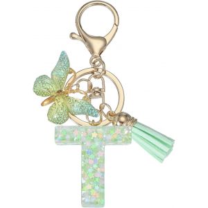KAL-Porte-Cl&eacute;s En R&eacute;sine Avec Pendentif Papillon En Forme De Lettre Initiale De L'Alphabet Pour Femme - Accessoires Pour Sac &Agrave; Main, Sac &Agrave; Main - Neuf