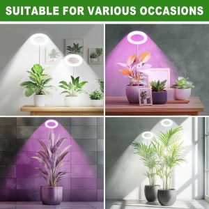 Kalanka-3 Pack Lampe De Croissance Pour Plantes, Lampe Led À Spectre Complet Pour Plantes D'intérieur Avec Minuterie Automatique 3/9/12 Heures, 3 Spectres Optionnels, 10 Niveaux De Luminosité - Neuf
