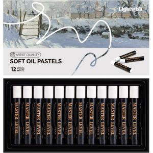 Lightwish Lot De 12 Pastels &Agrave; L'Huile Blanche Ultra Lisses Pour Artistes Professionnels Et D&eacute;butants, Parfaits Pour La Toile, Le Tableau Noir Et Les Loisirs Cr&eacute;atifs, Ne Se D&eacute;colorent Pas, Fournitures - Neuf