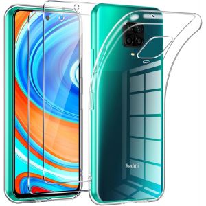 JGD-Coque pour Xiaomi Redmi Note 9S/9 Pro/9 Pro Max avec 2 Pi&egrave;ces Protection &Eacute;cran en Verre Tremp&eacute;,Transparente Silicone en Gel TPU Souple pour Redmi Note 9 Pro Couqe,Antichoc Anti-Jaune Bumper - Neuf