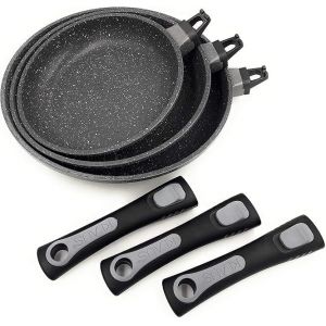 Subzonal-Lot De 3 Po&ecirc;les En Pierre De Hautes Qualit&eacute;s Antiadh&eacute;sif Compatible Tous Feux Dont Induction Les 3 Po&ecirc;le &Agrave; Frire Adapt&eacute; Au Four Gr&acirc;ce &Agrave; Leur Manches Amovibles &Oslash; 20 Cm, &Oslash; 24 Cm Et &Oslash; 28 Cm - Neuf